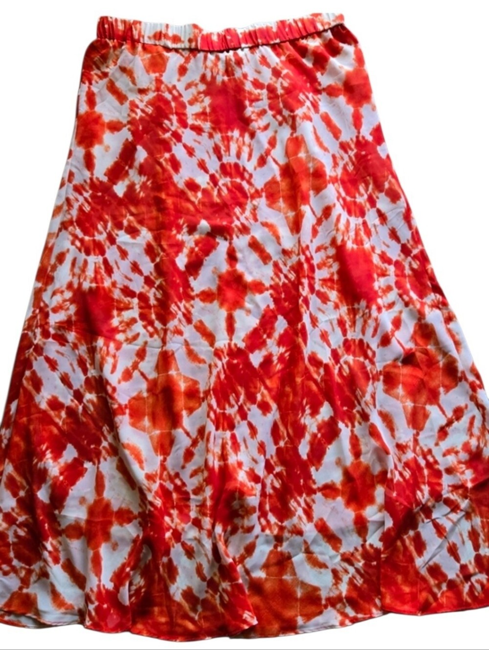 Boho INC Orange and White Tie-Dye A-Line Skirt P/LG 35 Long